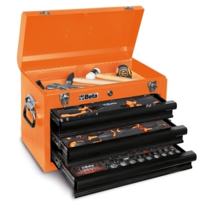 Caixa de ferramentas portátil com 3 gavetas e baú superior, com jogo de 159 ferramentas organizadas em bandejas de espuma de E.V.A