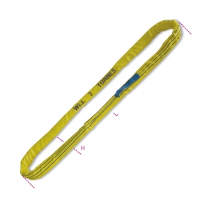 Eslingas para elevação de 3 t, anel contínuo de fita, amarelo, alta tenacidade de poliéster (PES)